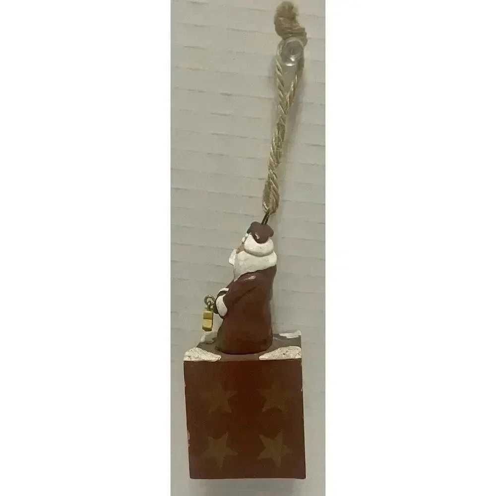 Vintage Santa Claus "HO HO HO" Toy Block Christmas Statue Ornament 3.25” High - Picture 4 of 4